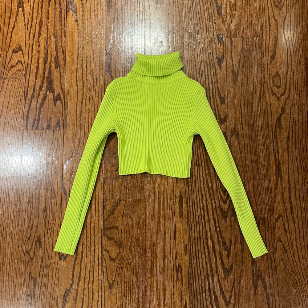 FASHION NOVA | Lime Green Cropped Turtle Neck Sweater
